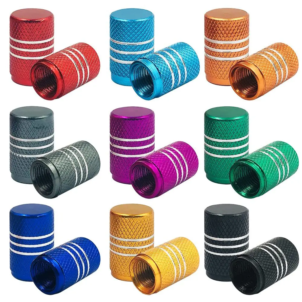 4x Aluminum Alloy Car Tire Valve Stem Caps Round Style Air Covers Red