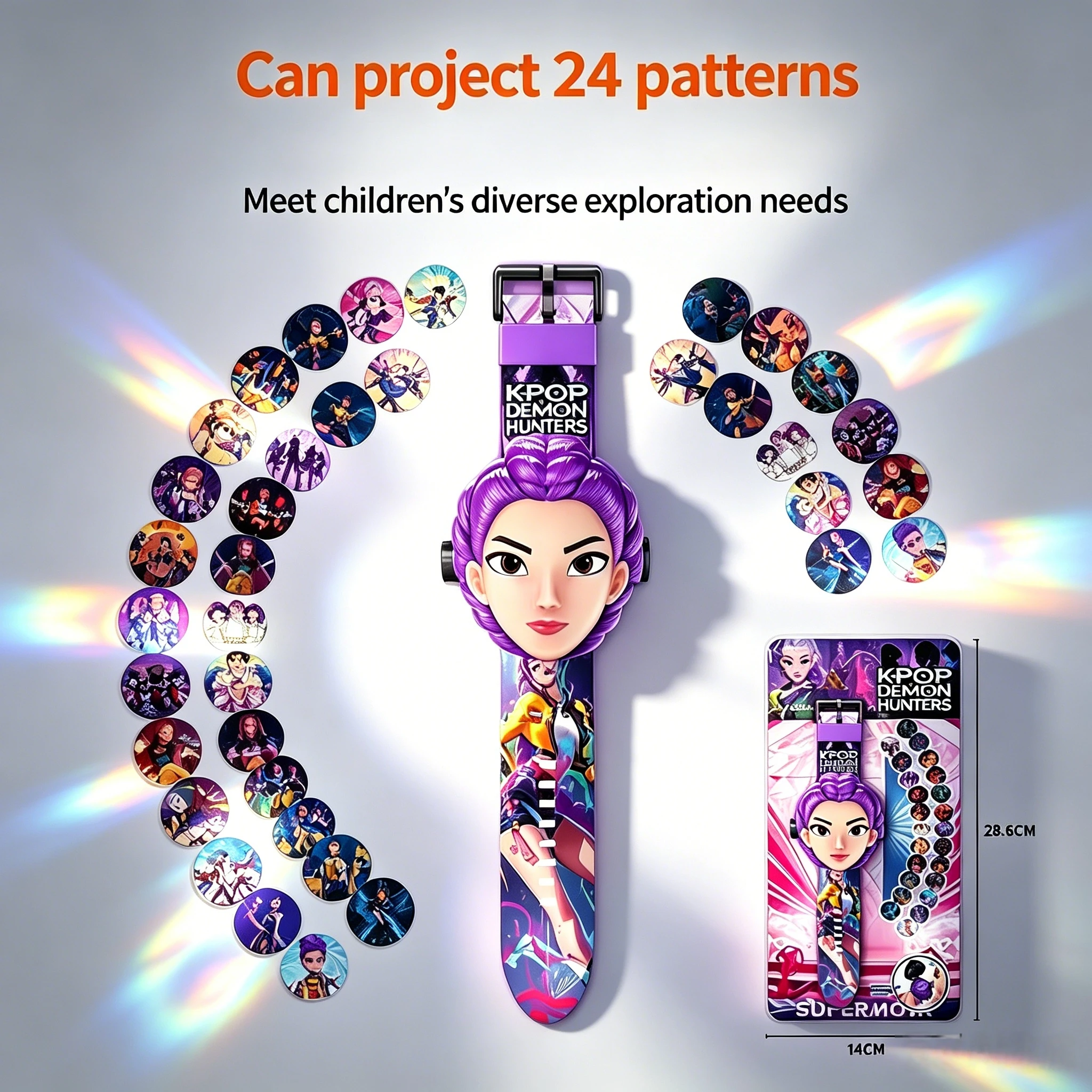 Anime 24 Muster 3D-Projektions-Armbanduhr für Kinder Hochwertiges Projektor-Spielzeug Tägliches Kinderspielzeug Geburtstagsgeschenk