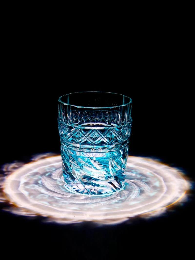 Japan Hand Carve Edo Kiriko Violet Crystal Water Drinking Glass Whiskey Snifter Brandy Cup Whisky Liquor Glasses Wooden Gift Box