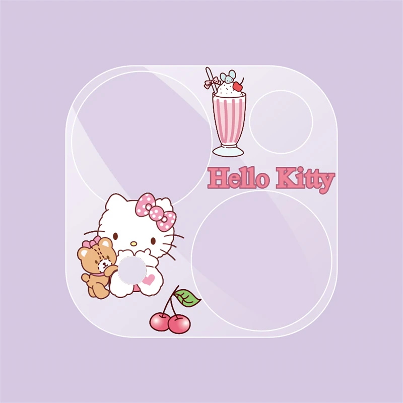 Protector de pantalla de cristal para lente de cámara, cubierta completa de dibujos animados, Sanrio Kitty Kuromi, para IPhone 11 Pro Max 12 14 Plus