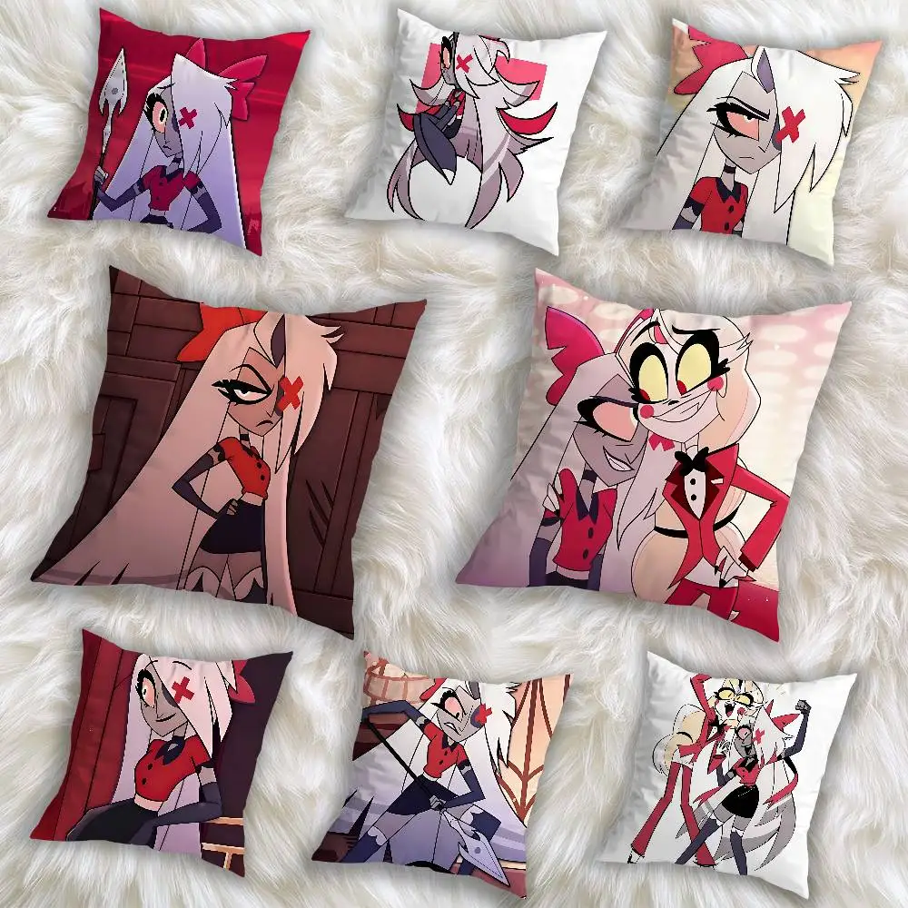 

H-Hazbin Hotel Trust Us V-Vaggie Pillow Case Living Room Sofa Cushion Cover Suitable For Home Bedroom Room Decoration
