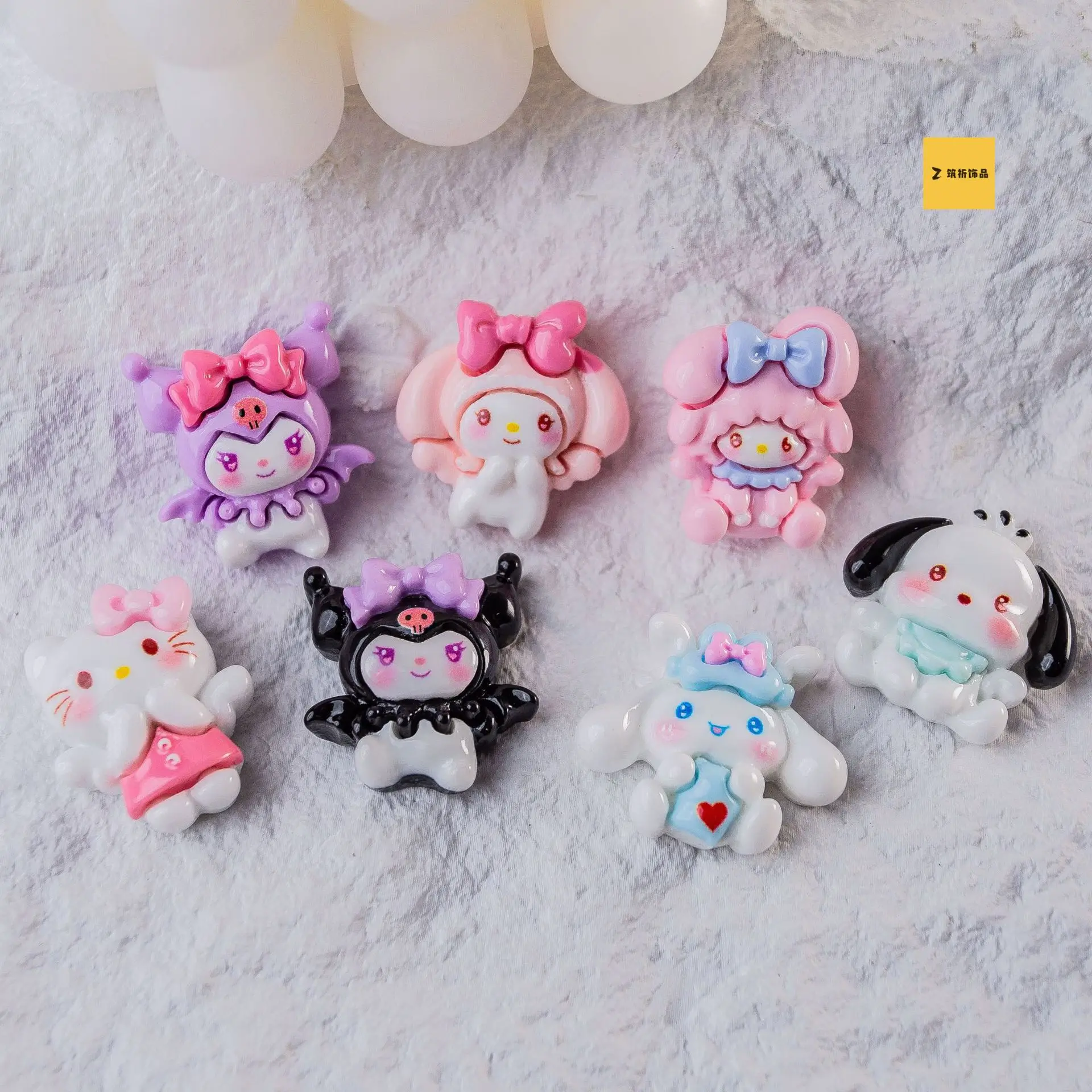 5pcs kuromi hello kitty resin flatback cabochons for jewelry making diy scrapbooking embellishments Resin Charms crafts supplies