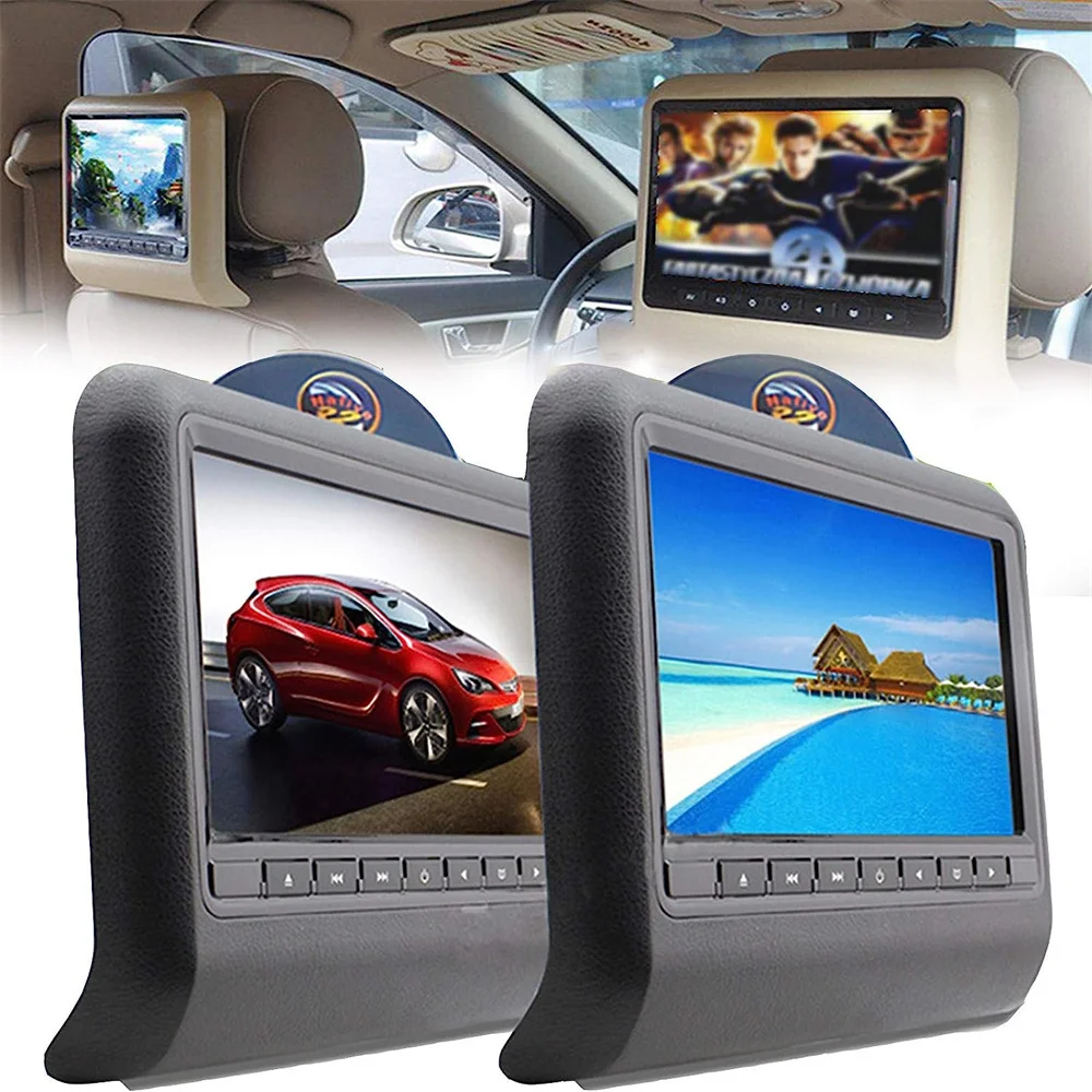 New 9 Inch Car Headrest Monitor Rear Seat Entertainment System DVD Video Player AV Display Support USB SD FM DVD 32 Game