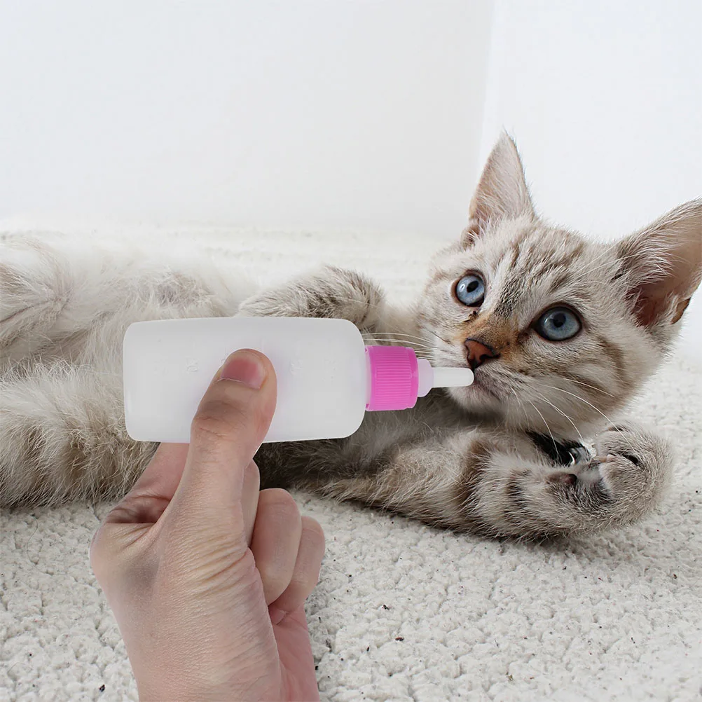 

2 Sets Pet Feeding Bottles Small Cat Supply Clear Scale Plastic Silicone Milk for Kitten Puppy Dog Newborn Animals Nursing Water
