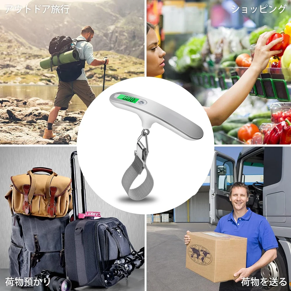 110lb/50kg Portable Electronic Hand Luggage Scale LCD Digital Display Balance Scale Suitcase Travel Weighs Baggage Weight Tool