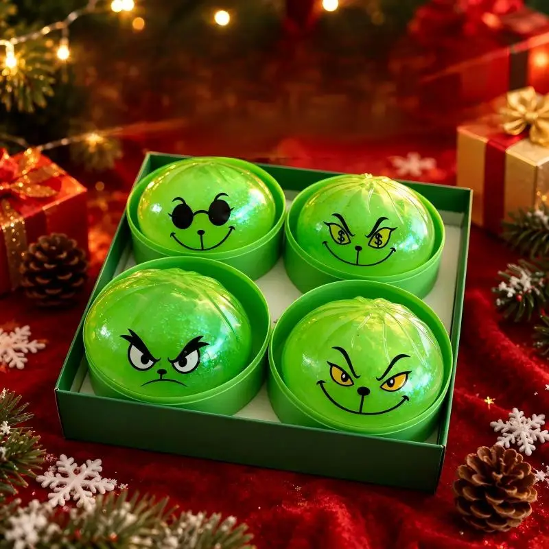 Glitzerndes grünes Knödel-Modell mit Dampfgarer, 8,5 cm, Stressabbau-Brötchen für Weihnachtsfeier, Neujahrsgeschenk, Dekoration, Farbe zufällig