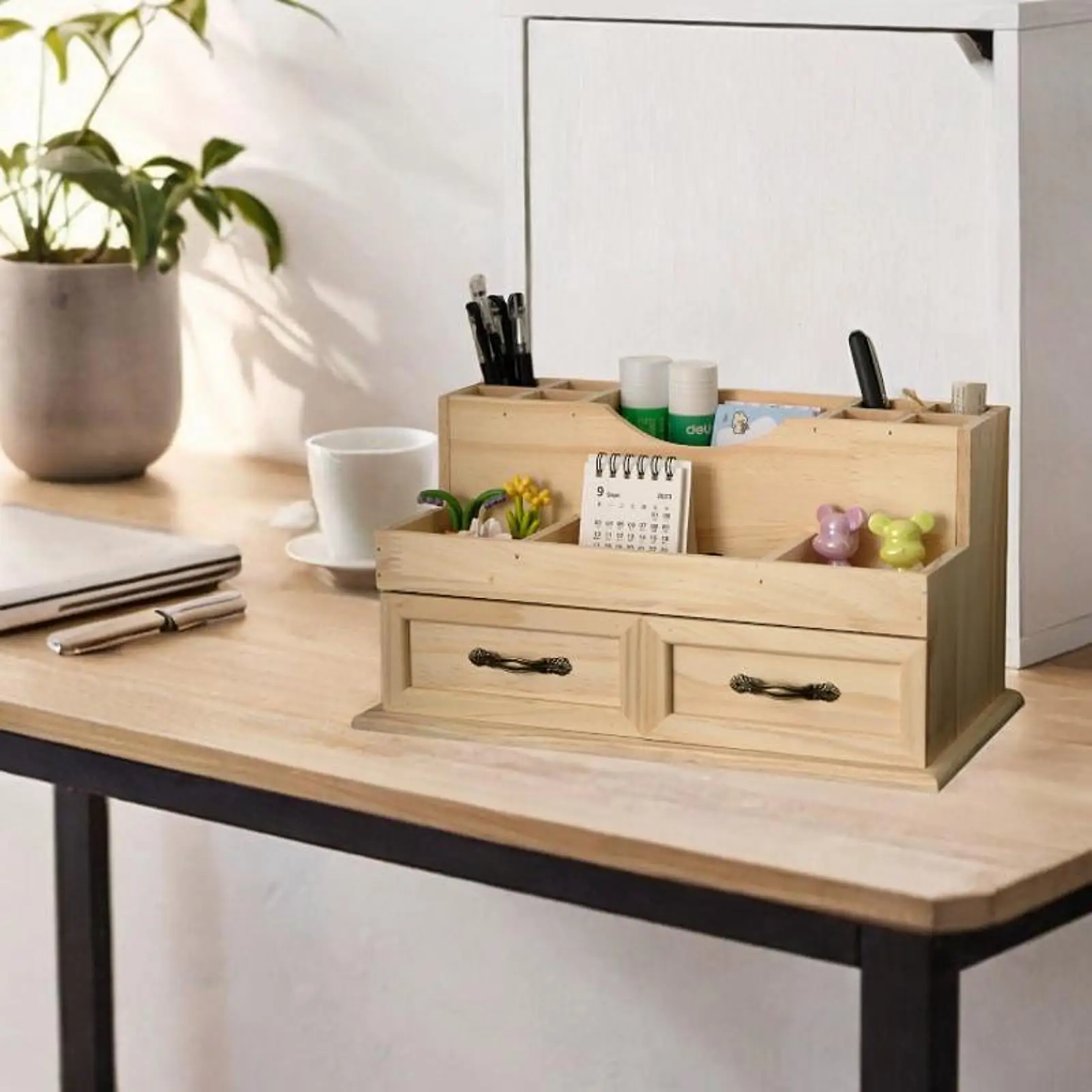 

Wooden Desktop Storage Cabinet Desk Organizer for Home Office Vanity Bedroom