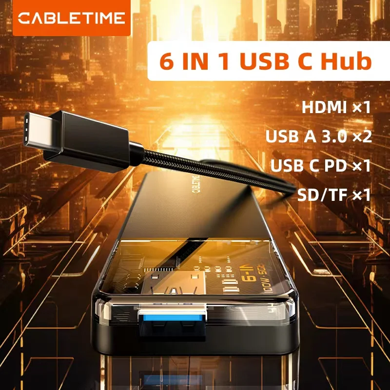 New CABLETIME 4 in 1 USB A HUB USB 3.0 Adapter HDMI Multi port 4K@30Hz Steam Deck Dock Charging Station for Laptop Macbook pro