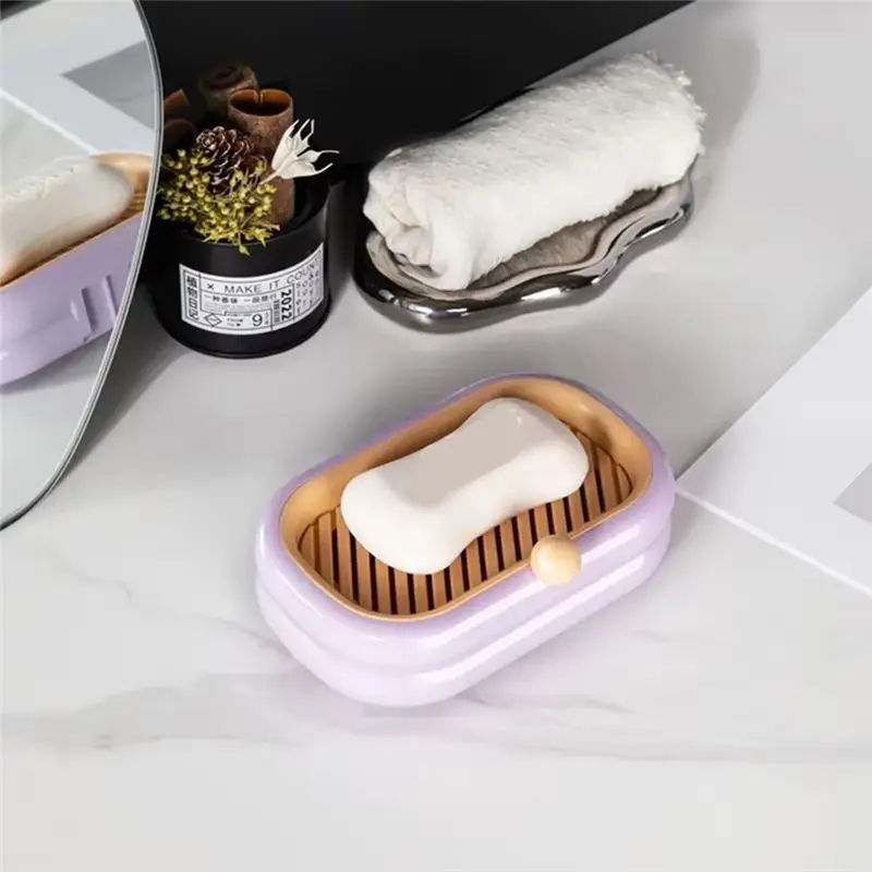ABFU-Self-Adhesive Soap Holder, Wall-Mounted Drainage Soap Box, No Punching Required, Bathroom Organizer And Storage Shelf