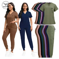 Nurse Uniform Fashionable V-neck Uniform Set Mens Scrub Medical Scrub Women Pet Shop Clinic Pharmacy Workwear Beautician Uniform