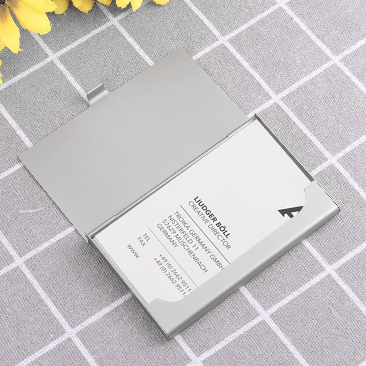 

2Pcs Portable Aluminum Alloy Business Card Holder Metal Case Organizer for Id Credit Cards Business Name Holder Black Silver