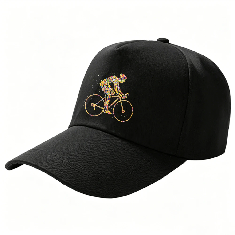 Colorful Confetti Road Bike Cyclist Graphic Baseball Cap Cycling Lover Sports Casual Cotton Dad Hat Gift for Biker Men Women