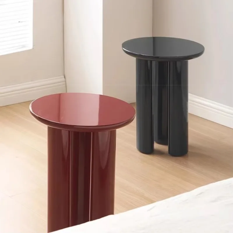 Modern minimalist design wooden living room sofa side table hotel villa red rounded corner table furniture