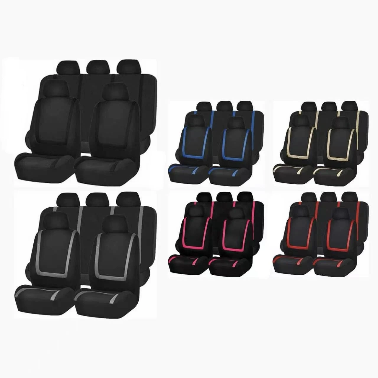 Universelle Streifen-Stil Autositzbezüge aus Polyester-Stoff und Leder Autositz-Schutzbezüge