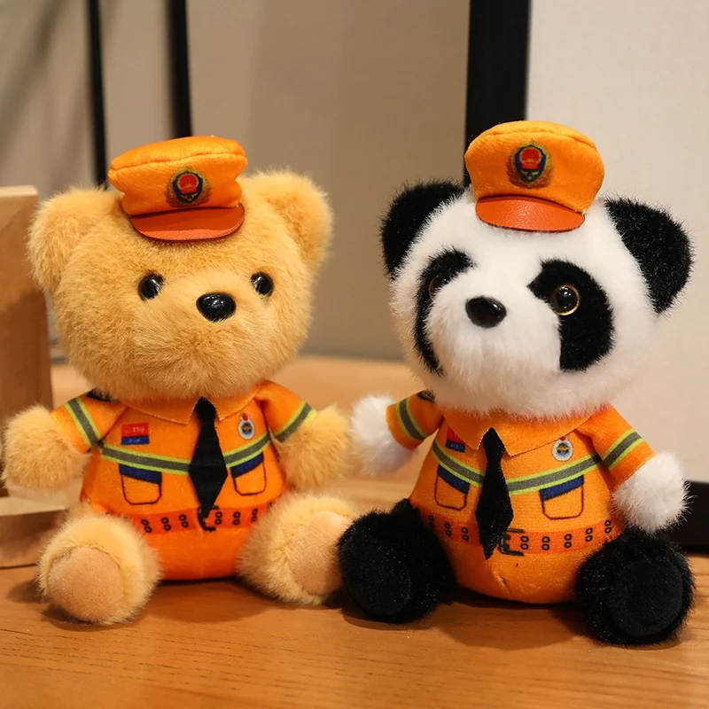 Polizei Panda Plüschtier Rucksack Anhänger Schlüsselanhänger Jungen Mädchen Spielzeug Schultasche Dekoration Geburtstagsgeschenk Niedlicher gefüllter Schlüsselanhänger
