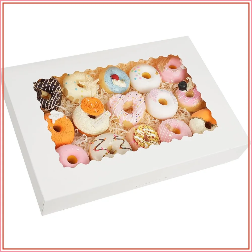 

40pcs Large Bakery Boxes 16x11x2.5 Inches Auto-Popup Cookie Boxes with Window for Donuts, Treats, Pastries, Pies, Muffins