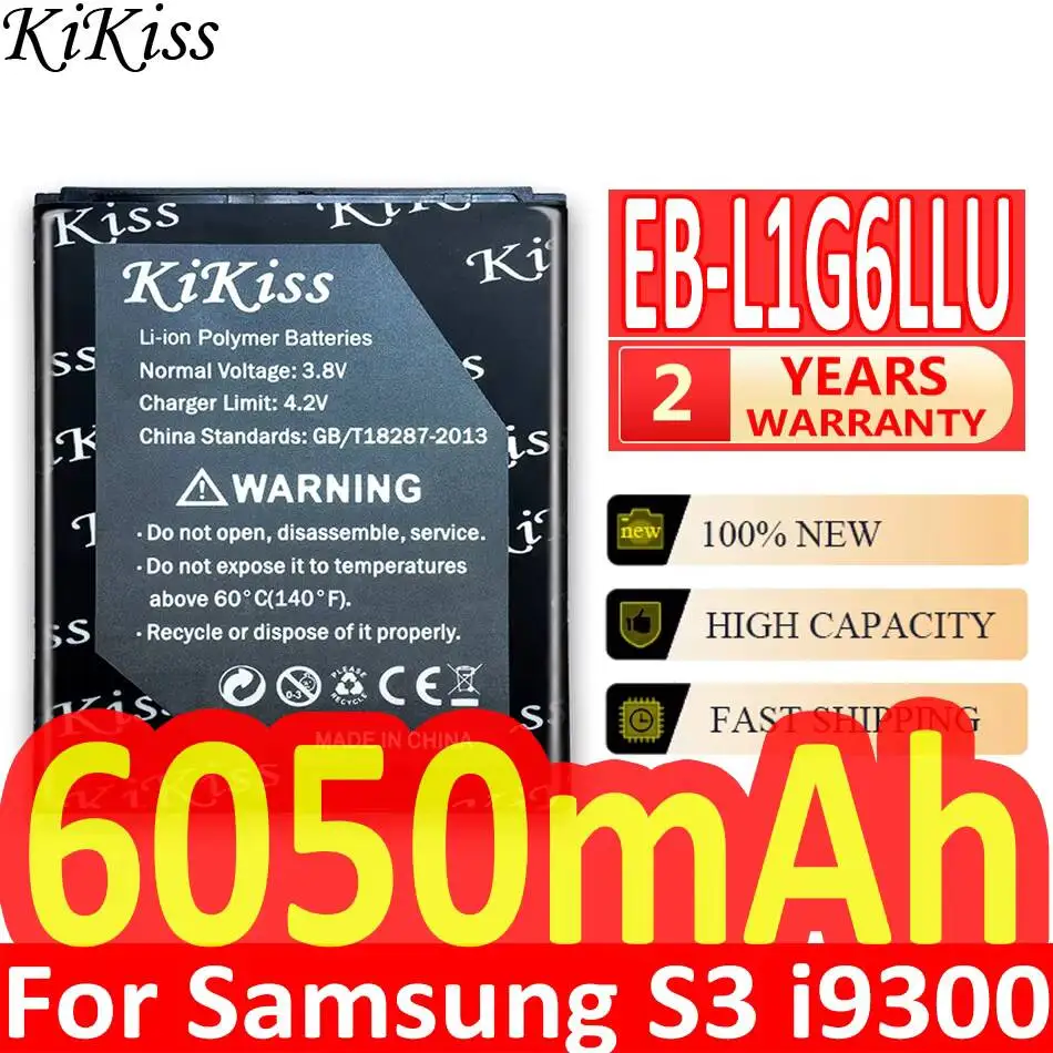 Batería de 6050mAh para Samsung Galaxy S3 Siii i9300 i9300i i9305 i9301 i9118, batería de alto rendimiento para teléfono móvil EB-L1G6LLU