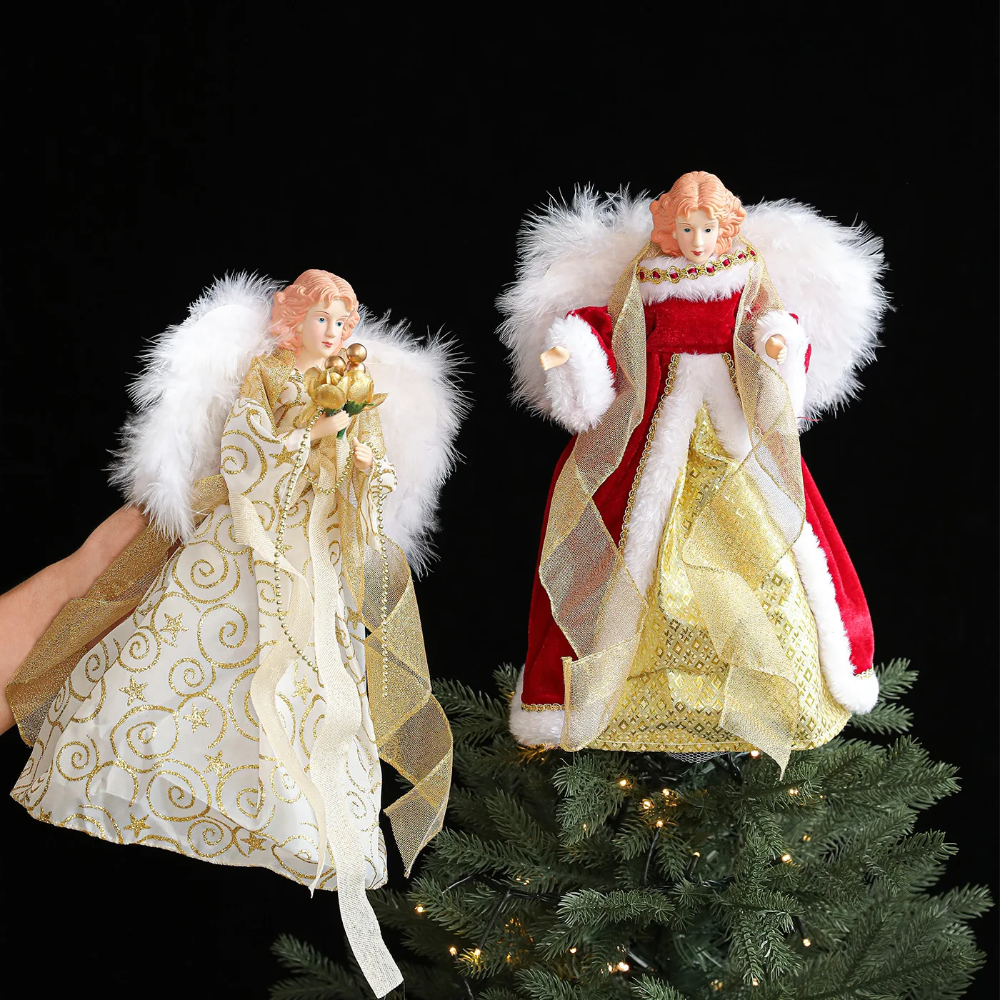 

Angel Ornaments For Christmas Tree Top Gold Angel Christmas Tree Topper Gold Christmas Decors For Garden Yard Cafe Desk Decor