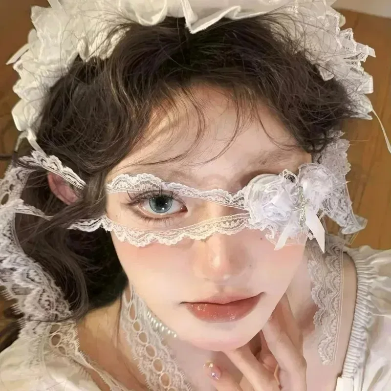 2026 جديد القوطية الصليب الدانتيل قناع عين Y2K نمط القوس الداكن تصميم هالوين ملابس الحفلات لوليتا تأثيري حفلة تنكرية الإكسسوار #1