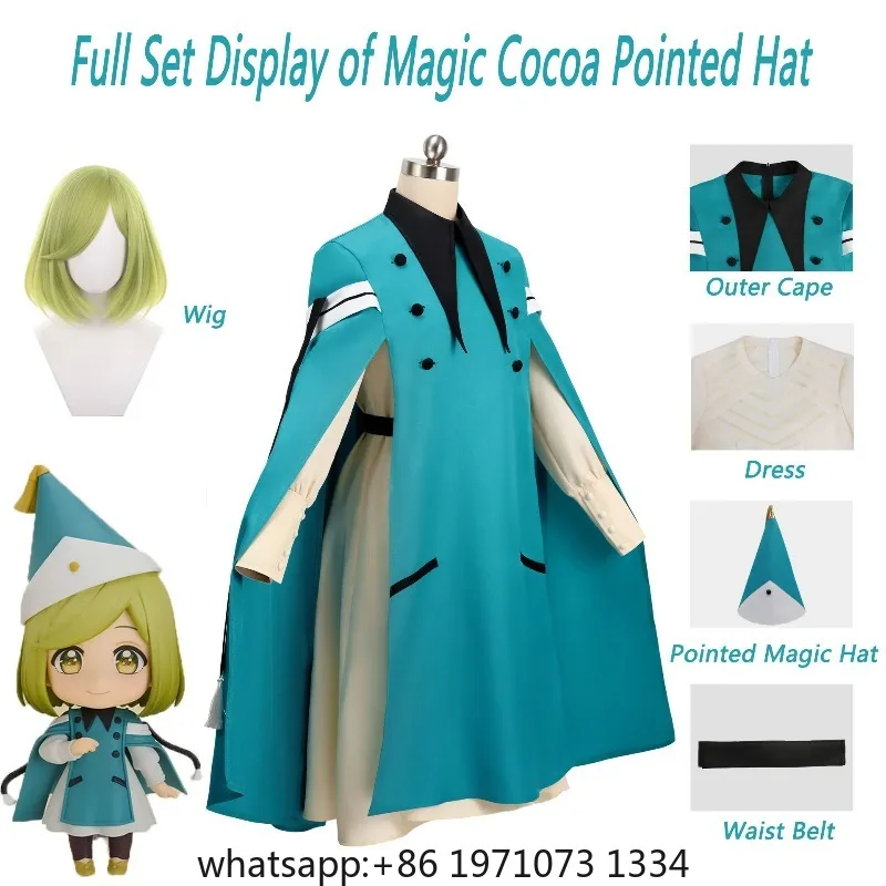 Witch Hat Atelier Coco Cosplay Full Set Cape Dress Pointed Hat Waist Belt Medieval Witch Outfit Halloween Costume