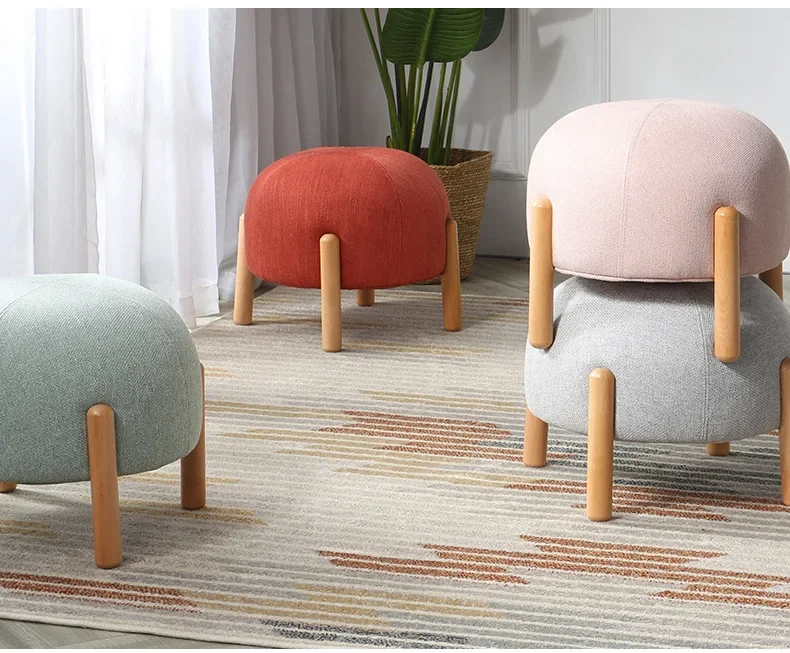 

Nordic Fabric Sofa Cushion Changing Shoe Stool Cotton Simple Wool Creative Small Stool Store Clothing Trial Shoe Sofa Stool