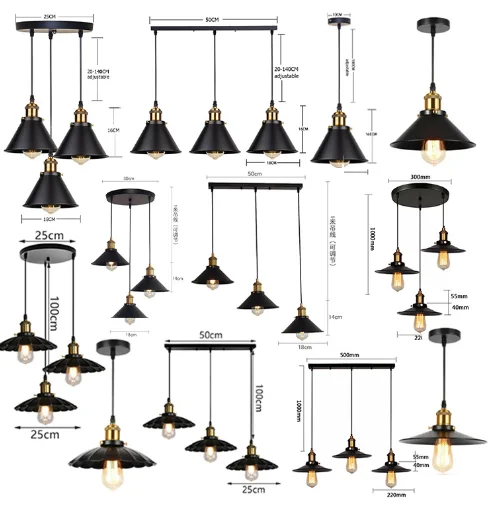 

Vintage Pendant Light Loft Retro Chandelier Pendant Lamp E27 Base Industrial Hanging Light Edison Home Lighting for Living Room