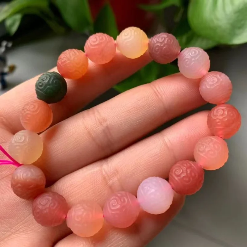 Natural Alshan Yanyuan agate fret beads single ring bracelet women's jewelry all-match