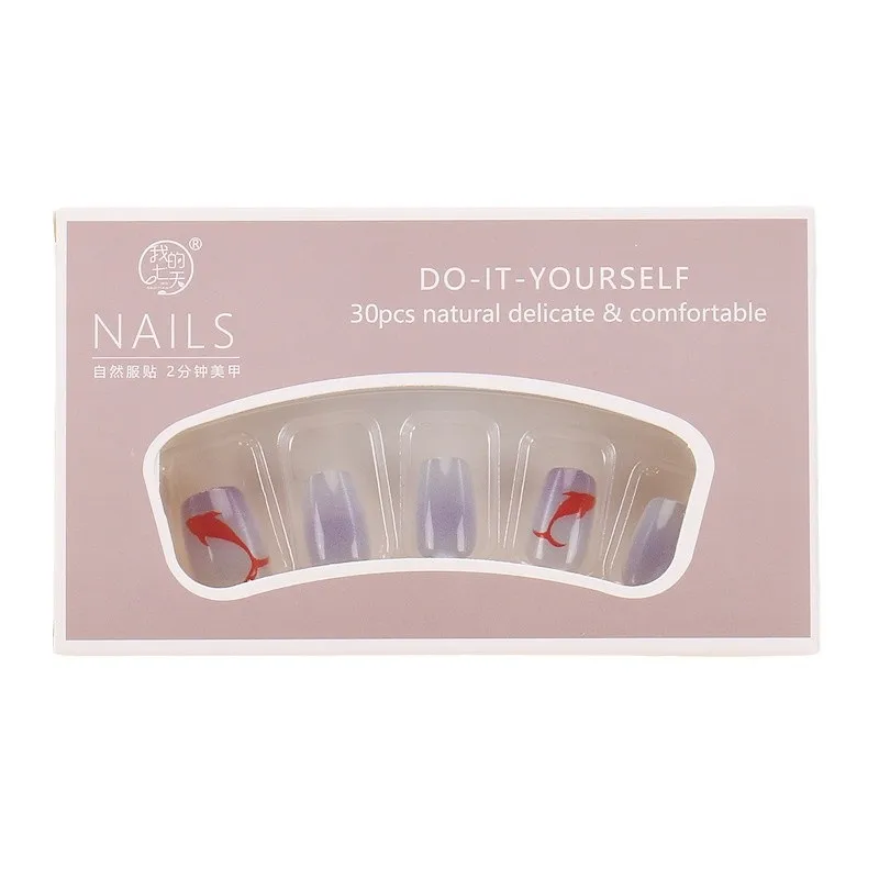 

Ношение ногтей, короткий высококачественный кусок ногтей с красной золотой рыбкой, фиолетовый кошачий глаз, носимый кусок ногтей