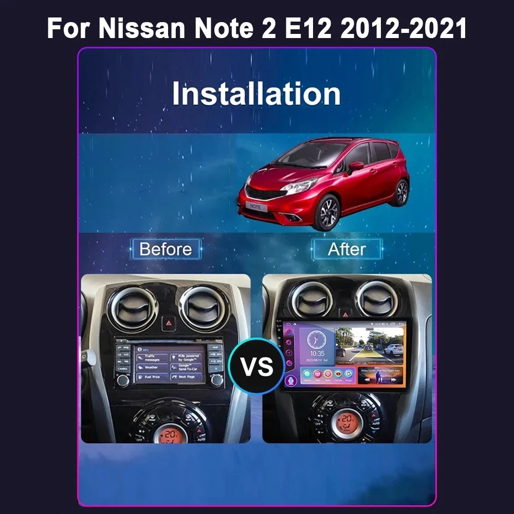 Dla Nissan Note 2 E12 2012-2021 Radio samochodowe Android 13 Nawigacja multimedialna GPS 4G Bezprzewodowy Carplay 2 Din Ekran Stereo