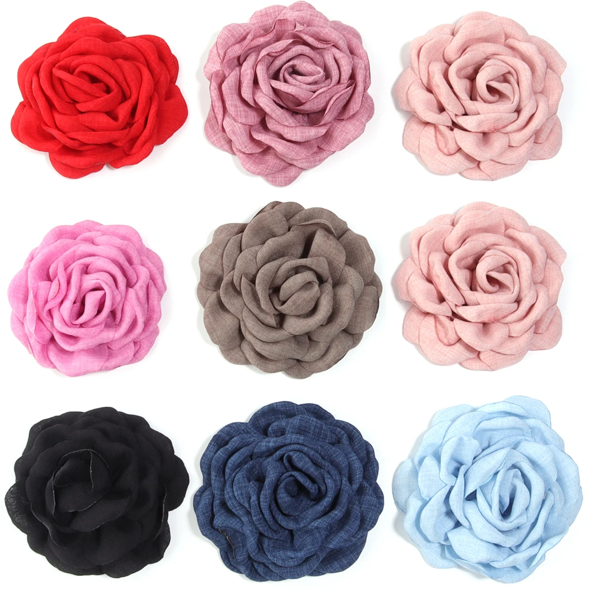 1pcs/lot 9cm Fabric Edge Fired Camellia Colorful Flower Hair Accessories Clothing Accessories DIY Jewlery Decoration Wholesale