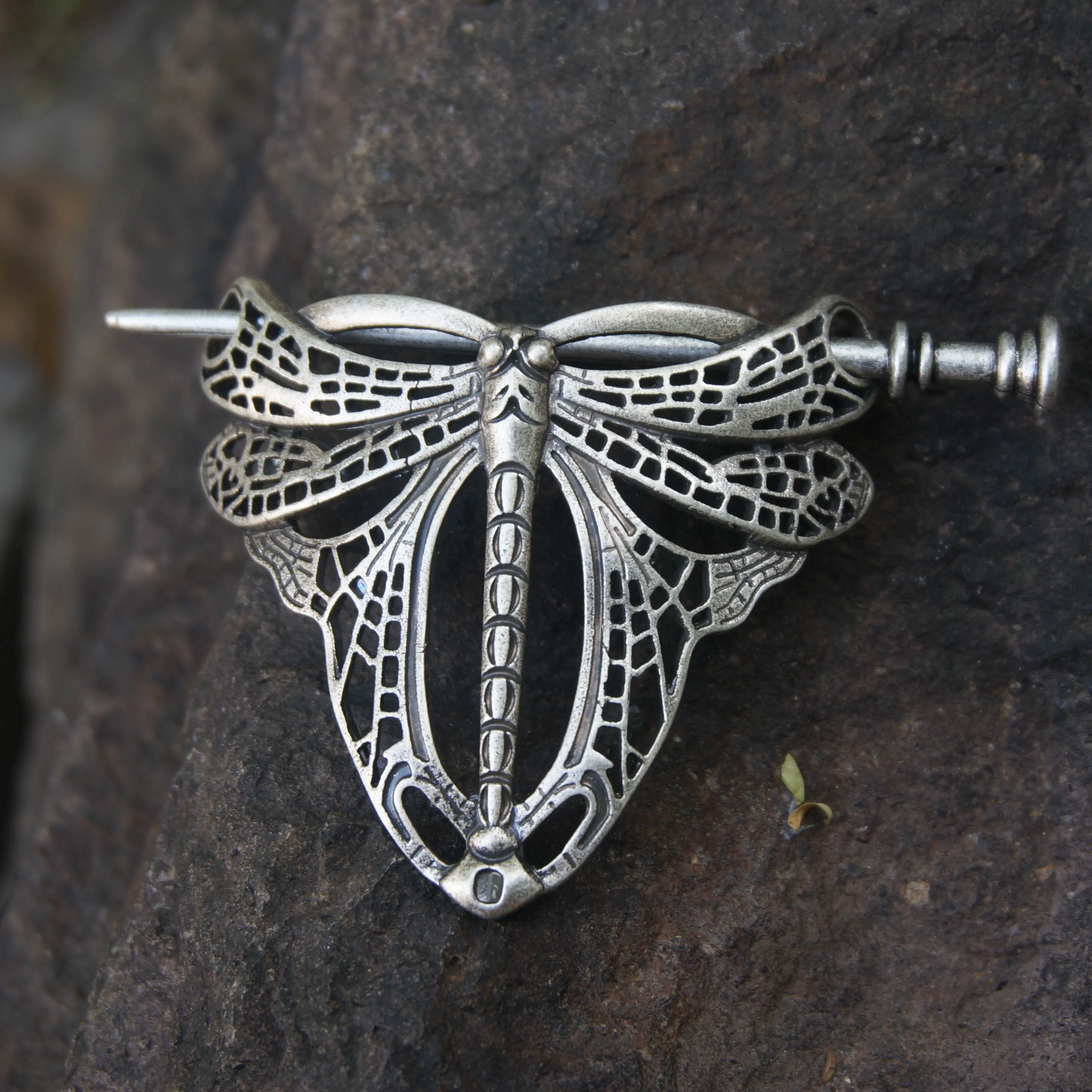 Wiccan Norse Viking Dragonfly Hair Pin Dragonfly Hair Slide Celtic Barrette Hair Jewelry  Jewelry Shawl Pin