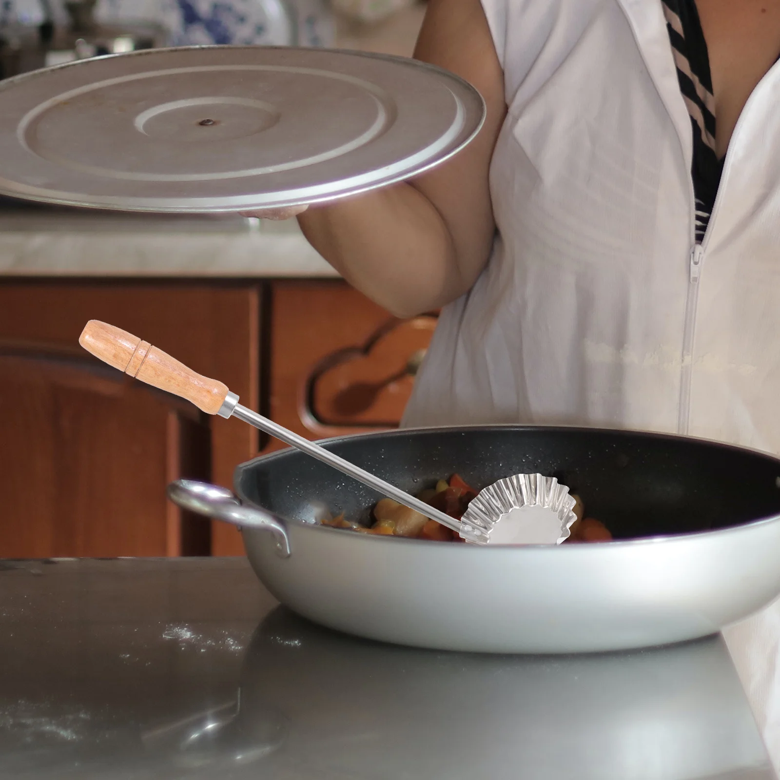 

1pc Food Grade Stainless Steel Fried Snack Mold For Shrimp Cake Oil Dumplings Radish Pastry Kitchen Utensil Frying Mold Home