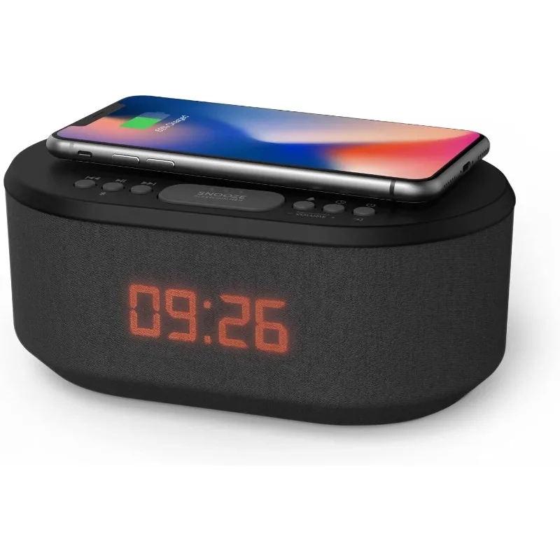 

i-box Alarm Clock Radio with Wireless Charging, Bluetooth Speakers, USB Port, Dimmable Night Light