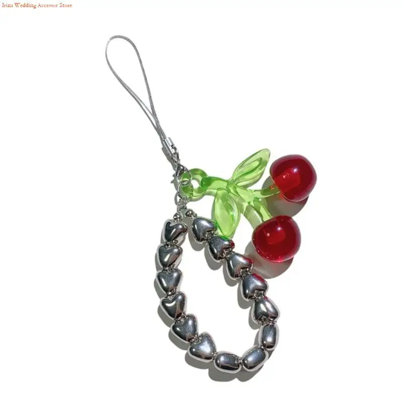 G92D زخرفية Cherry Charm حامل مفتاح مع سبيكة تفاصيل التفاصيل متعددة الاستخدامات سلسلة ملحقات سلك مرنة