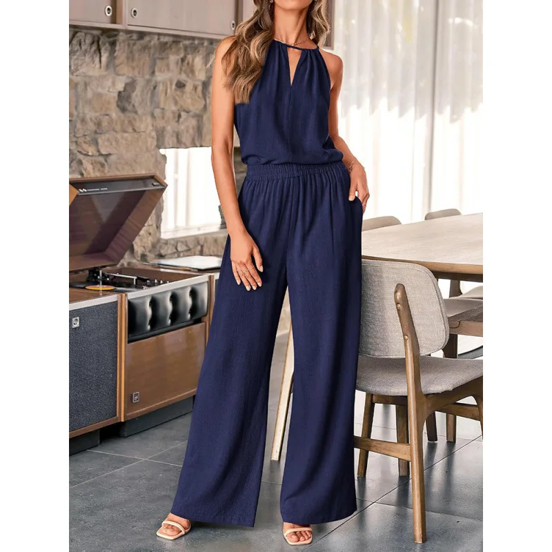 2025 Vrouw Elegante 2 Stuk Broek Sets Casual Vest En Broek Sets Vakantie Stijl Pakken 2 Stuks Outfits Wijde pijpen Broek Sets Mujer
