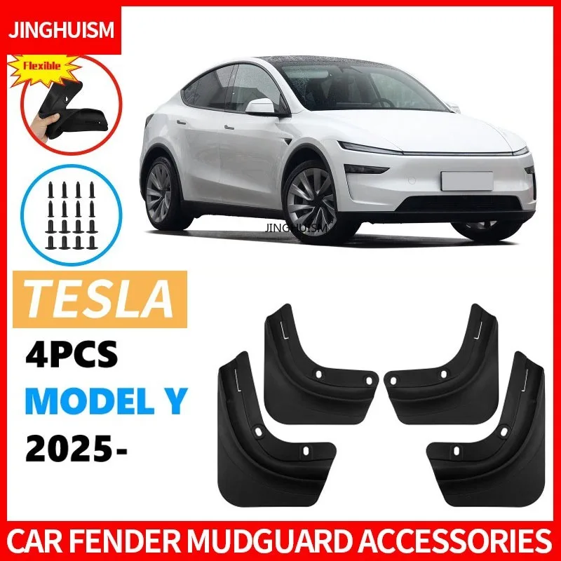 Mudguards for Tesla Model Y 2025 Fenders Refresh TPE Mud Flaps Car Exterior Accessories Black Splash Guards Set