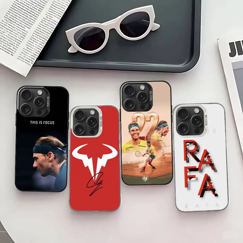 حافظة هاتف تنس سوبر ستار R-Rafael N-Nadal لهاتف آيفون 17 16 15 14 13 12 11 Pro Max Plus غطاء خلفي فضي مقاوم للصدمات #1