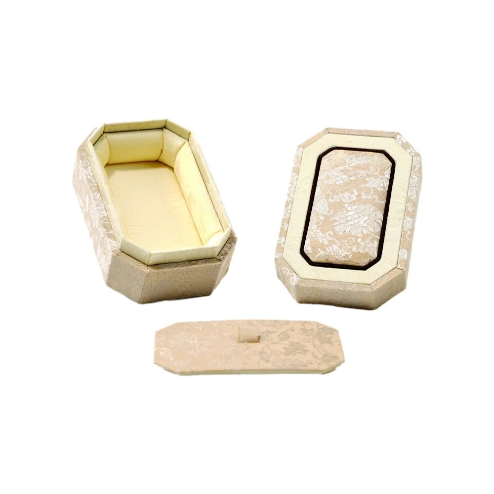 Fabric Brocade Jewelry Box Hard Shell Chinese Style Double Lid Jewelry Box Multiple Colors Wear-Resistant Jewelry Storage Box
