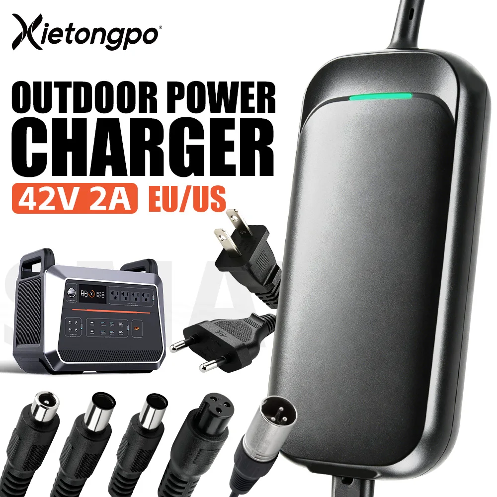 42V 2A Lithium Battery Charger for 10S 36V Battery Electric Scooter Ebike Electric Bicycle Smart CC CV Fast Charge Adapter 5 DC Connector XLR 18mm 3Pin 8mm 3Pin DC5.5x2.5mm DC5.5x2.1mm Replacement Charger for Outdoor Power Station