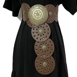 Cinturón de cuero ancho de Metal Medieval para hombres y mujeres, accesorio Punk para disfraz, Caballero Vikingo, Cosplay, pretina antigua para adultos