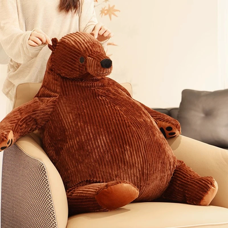 Large Corduroy Bear Plush Toy Soft Cozy Stuffed Animal Toy Sofa Chair Back Support Cushion Pillow Home Living Room Decor Gift