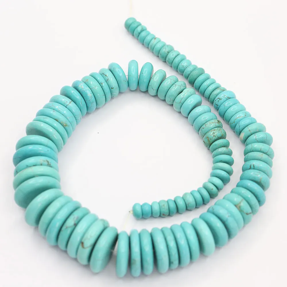 

APDGG Blue Turquoise 4x10-6x24mm Round Pagoda Coin Gems Stone Loose Beads 17'' Strands Jewelry Making DIY