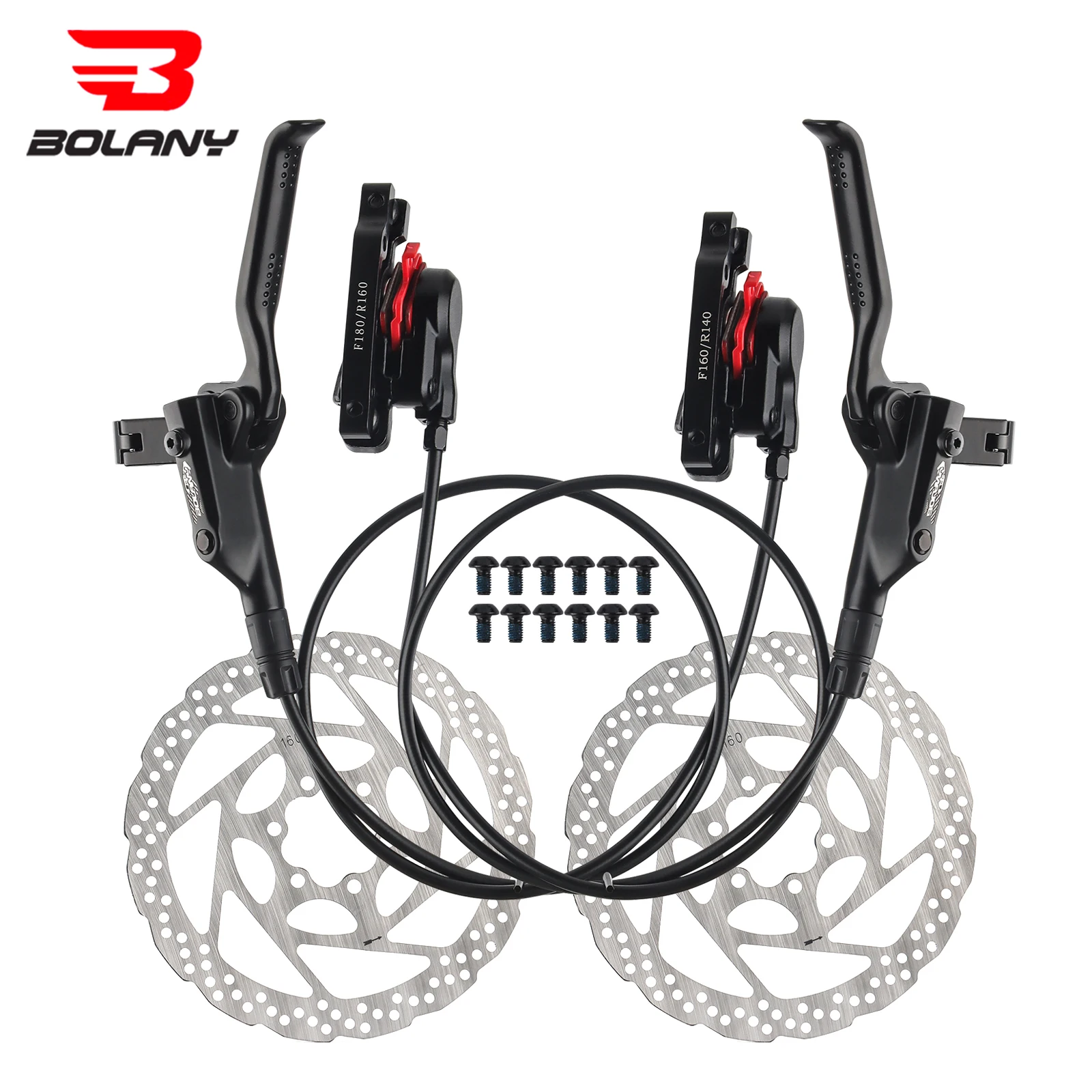 BOLANY 160mm Mountain Bike Hydraulic Disc Brakes Set Front Rear Brake Caliper Bicycle Oil Pressure 800/1500mm