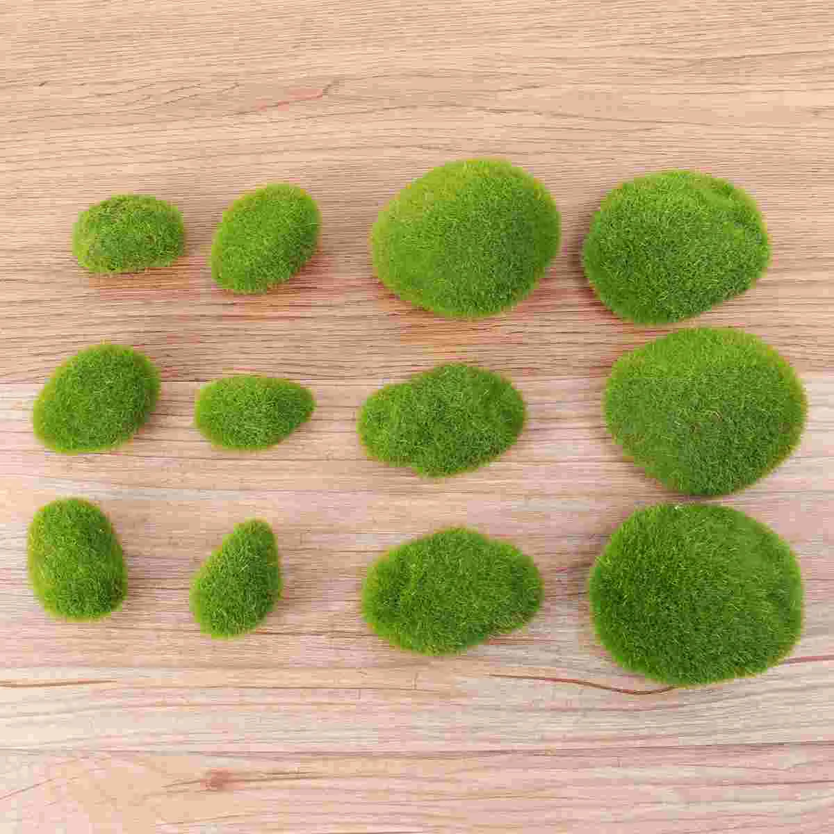 12 Pcs Simulation Moss Stone Plant Decoration for Aquariums and Glass Jar Terrarium Realistic moss ball