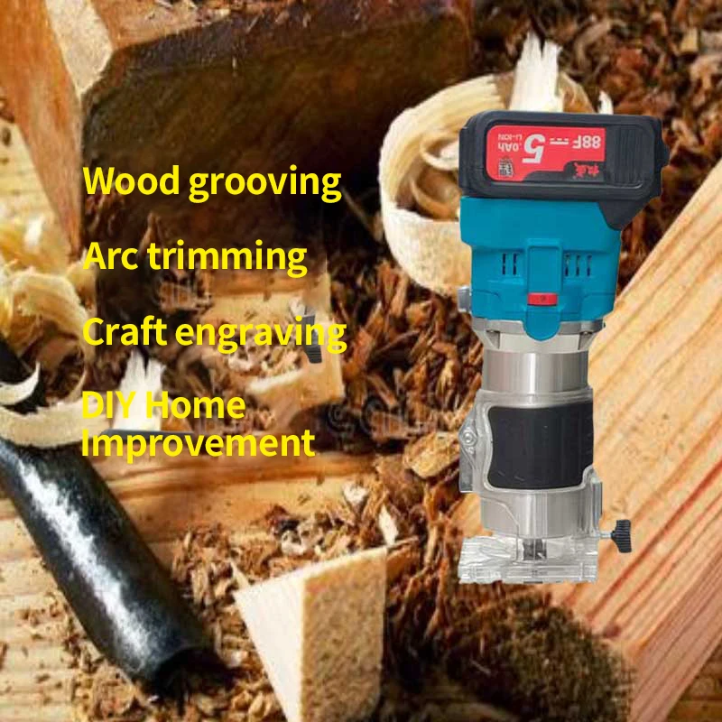 Brushless rechargeable trimming machine, lithium battery multi-functional woodworking board slotting tool, digging holes, openin