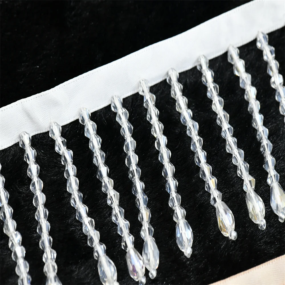 5.5cm crystal beads curtain tassels Tassel Fringe trimming for dress costumes crafts 1 yard