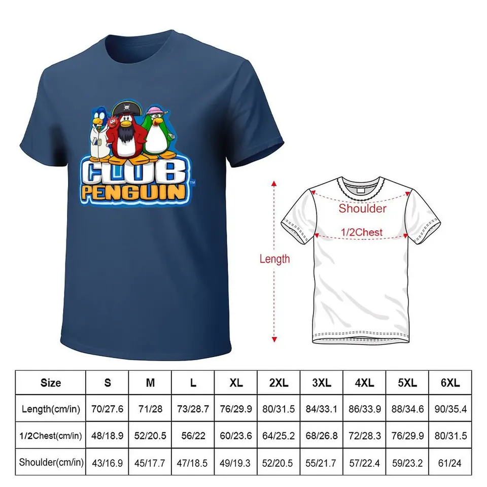 Club Penguin Logo with Characters T-Shirt summer tops plain quick