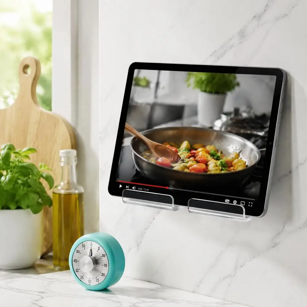 Hands Free Phone Stand Acrylic Smartphone Dock Acrylic Tablet Wall Mount Holder Universal Smartphone Stand with Cable for Office