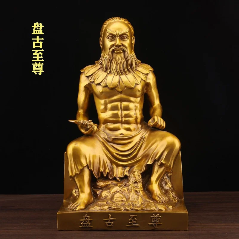 Pure Brass Statue Of Pangu, First Emperor Who Created The World, For Worship In Homes And Temples