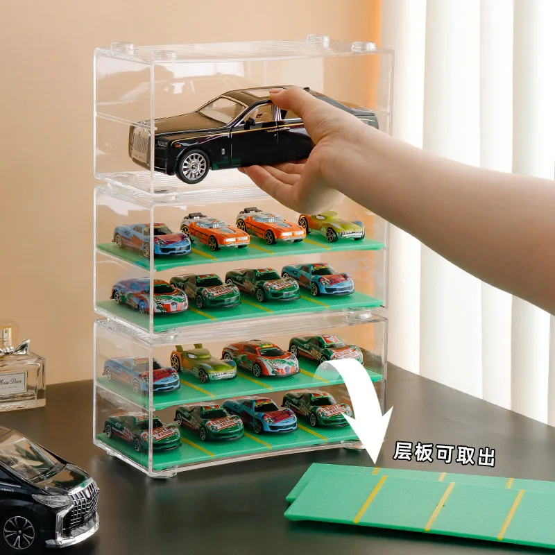 1:64 Scale Car Storage Box Cars Diecast Storage Acrylic Dustproof Box for Hot Wheels Transparent Display Car Model Cabinet Rack